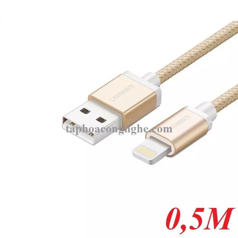 Ugreen 40695 0.5M màu Vàng Cáp Lightning sạc + truyền dữ liệu cho iPhone US199 30040695